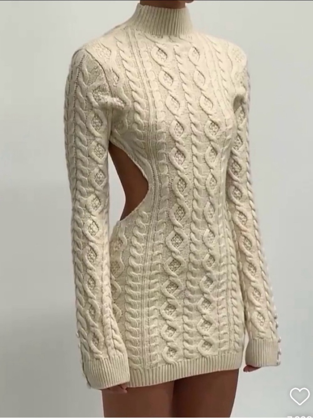 Guizio Cream Cable-Knit Cutout Mini Dress